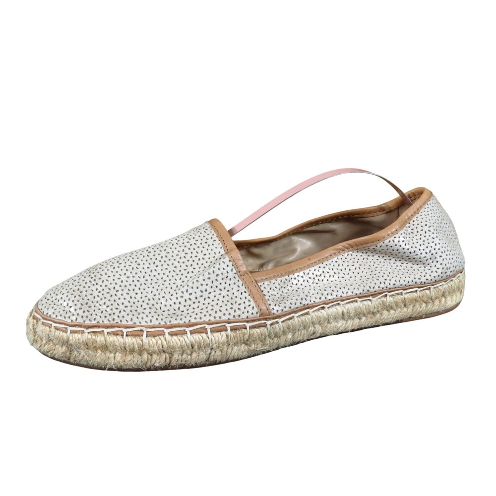 Johnston & Murphy Women Espadrille Flat 8.5 M Casual Metallic Beige Leather